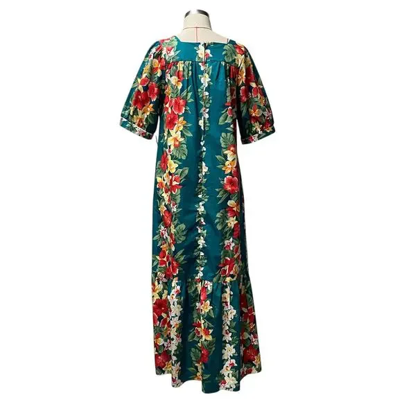 Vintage Royal Creations Hawaii Womens Size M Short Sleeve Floral Maxi Dress - Picture 2 of 10